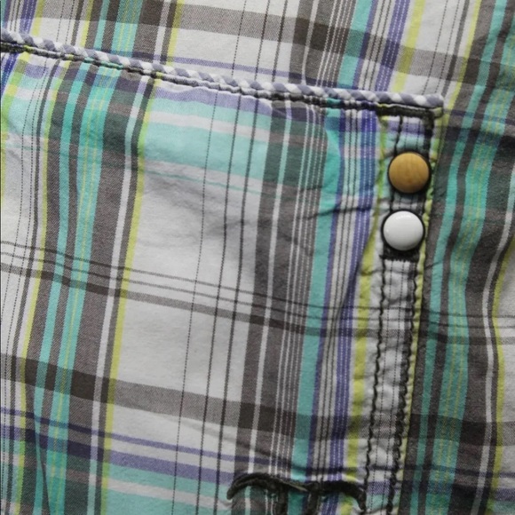 EDC Esprit Men Short Sleeve Button Down Shirt Plaid Green White Medium - Picture 11 of 12